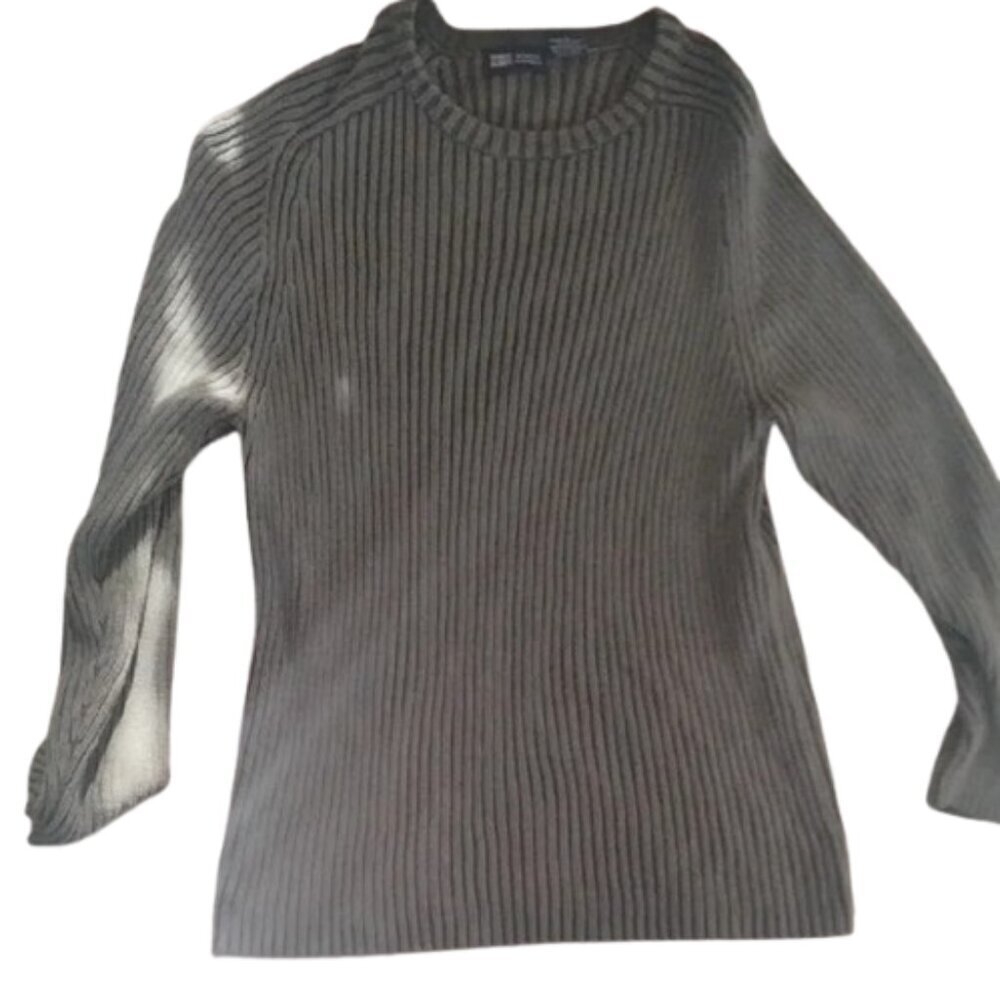 Heavyweight 100% Cotton Men's Faded Glory Vintage Ribbed Sweater - Olive Green